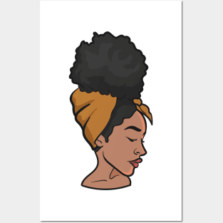 Beautiful Afro Queen in Headwrap Posters and Art